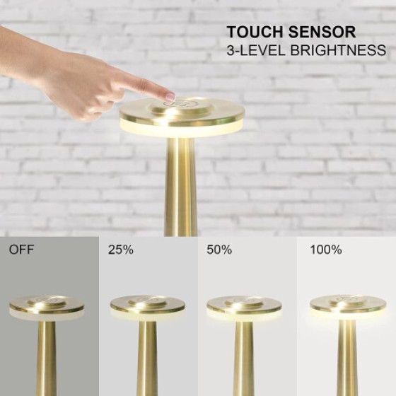 Cordless Table Lamp with Touch Sensor, Rechargeable LED Night Light